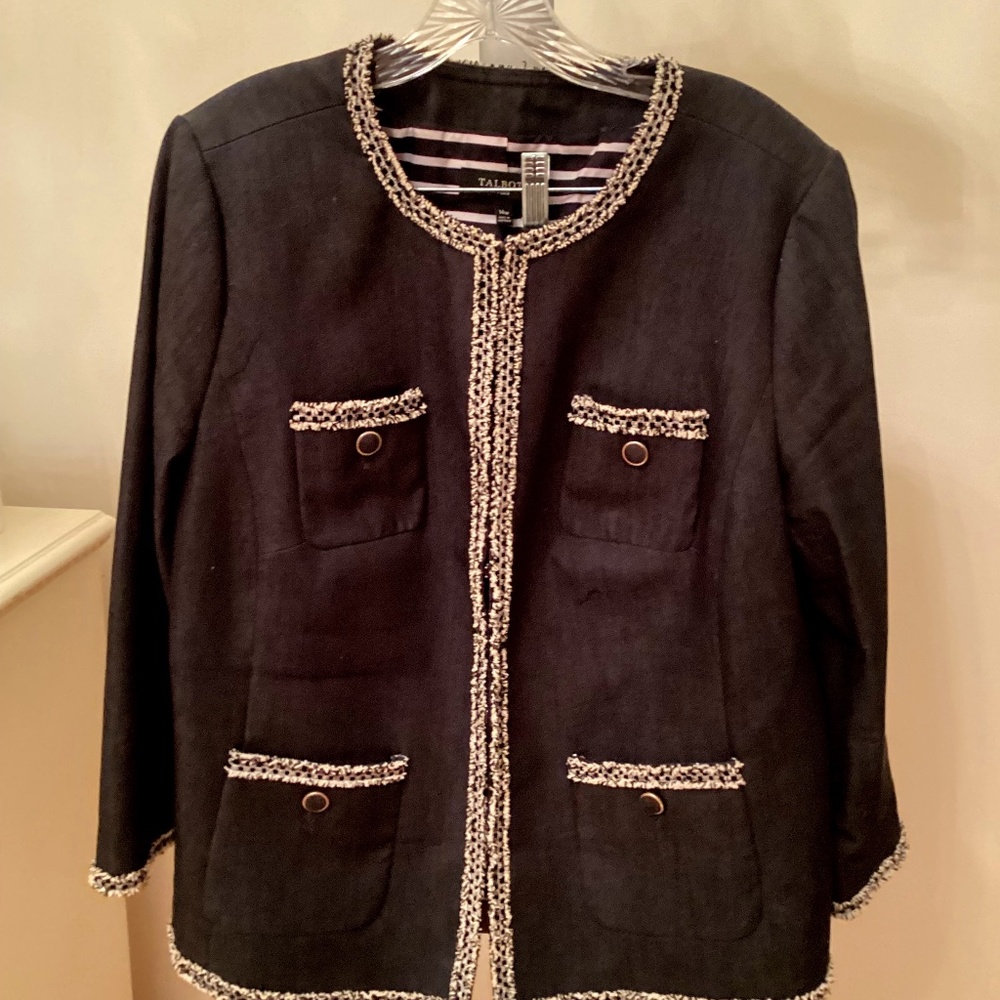 Talbots- grey denim and tweed Womens 14W Jacket - New without tags